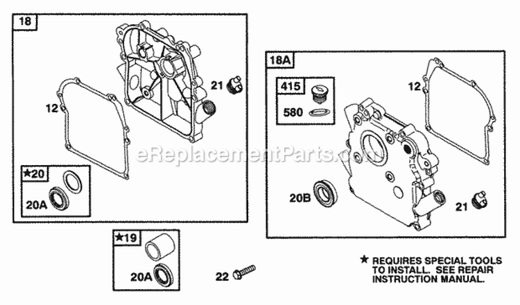 Crankcase Cvrs Diagram and Parts List for 093232-0040-01  Briggs and Stratton Engine